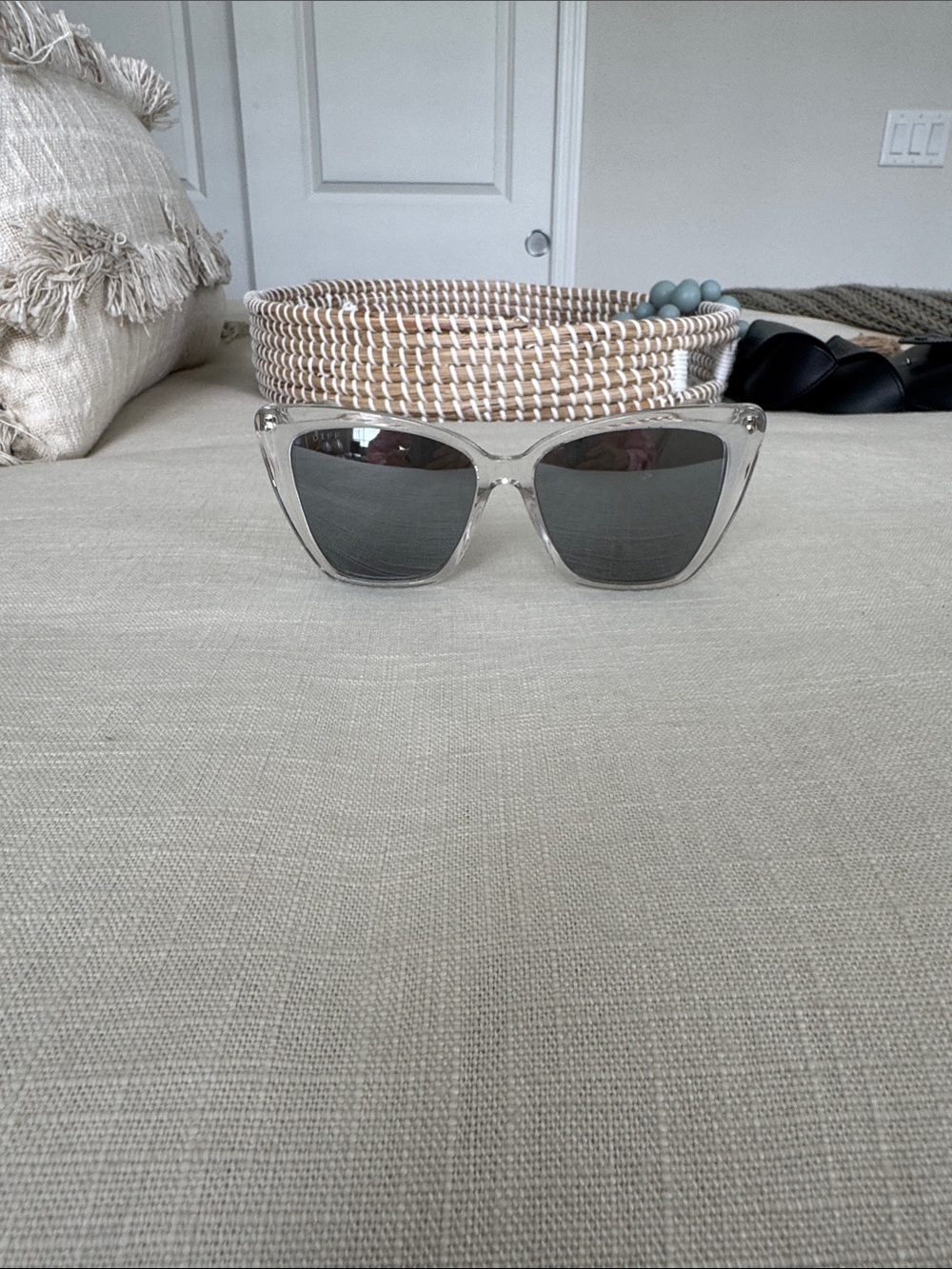 Diff Eyewear Transparent Frame Sunglasses with Dark Gray Lenses